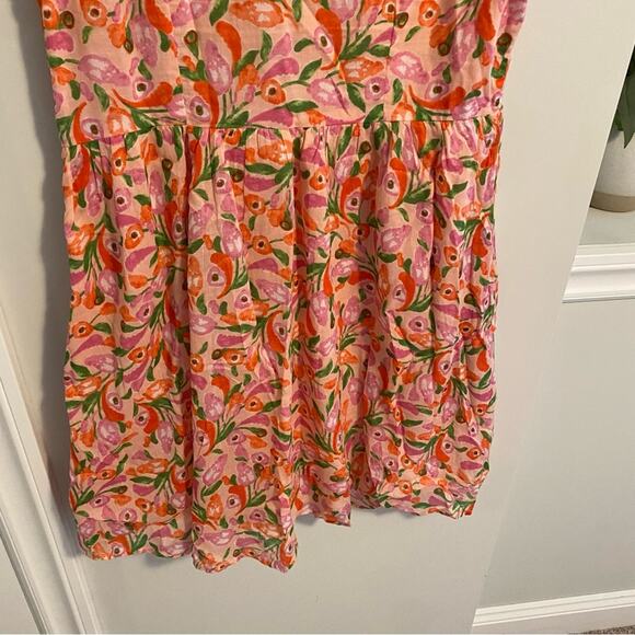 Banjanan Pink Peach Cotton Floral Mini Dress Medium - Picture 5 of 15